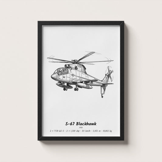 Sikorsky S-67 Blackhawk Helicopter Wall Art