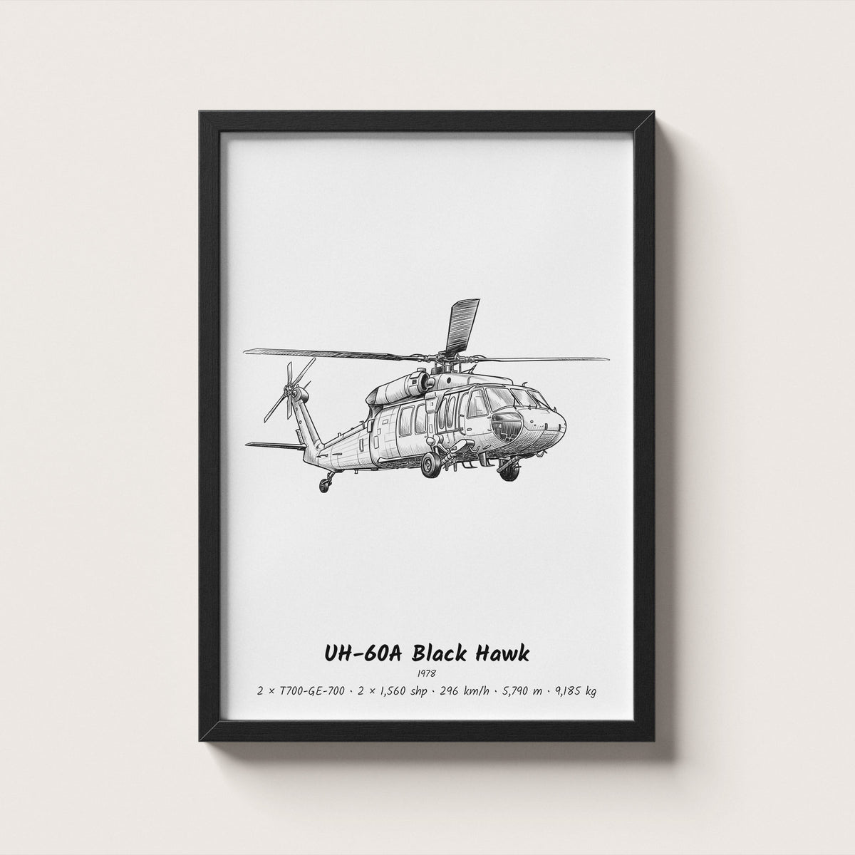 Sikorsky UH-60A Black Hawk Helicopter Wall Art