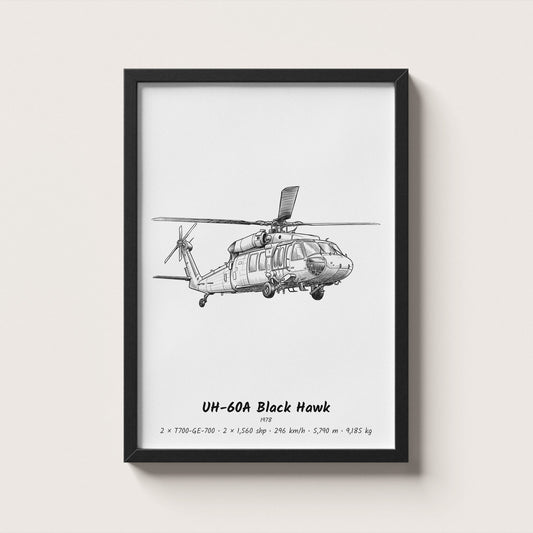 Sikorsky UH-60A Black Hawk Helicopter Wall Art