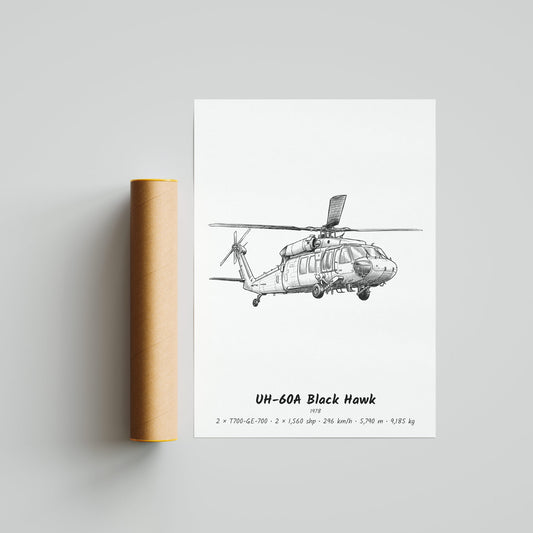 Sikorsky UH-60A Black Hawk Helicopter Poster