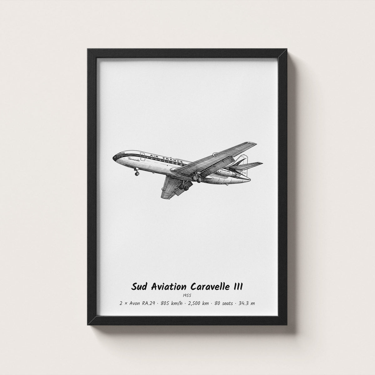 Sud Aviation Caravelle III Airliner Wall Art