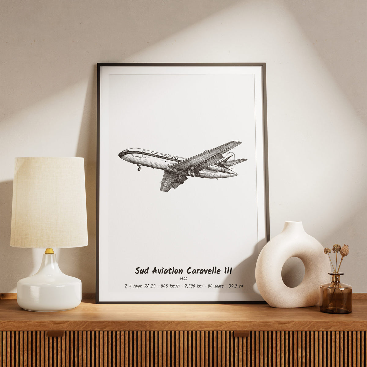 Framed Caravelle III Print on a Shelf