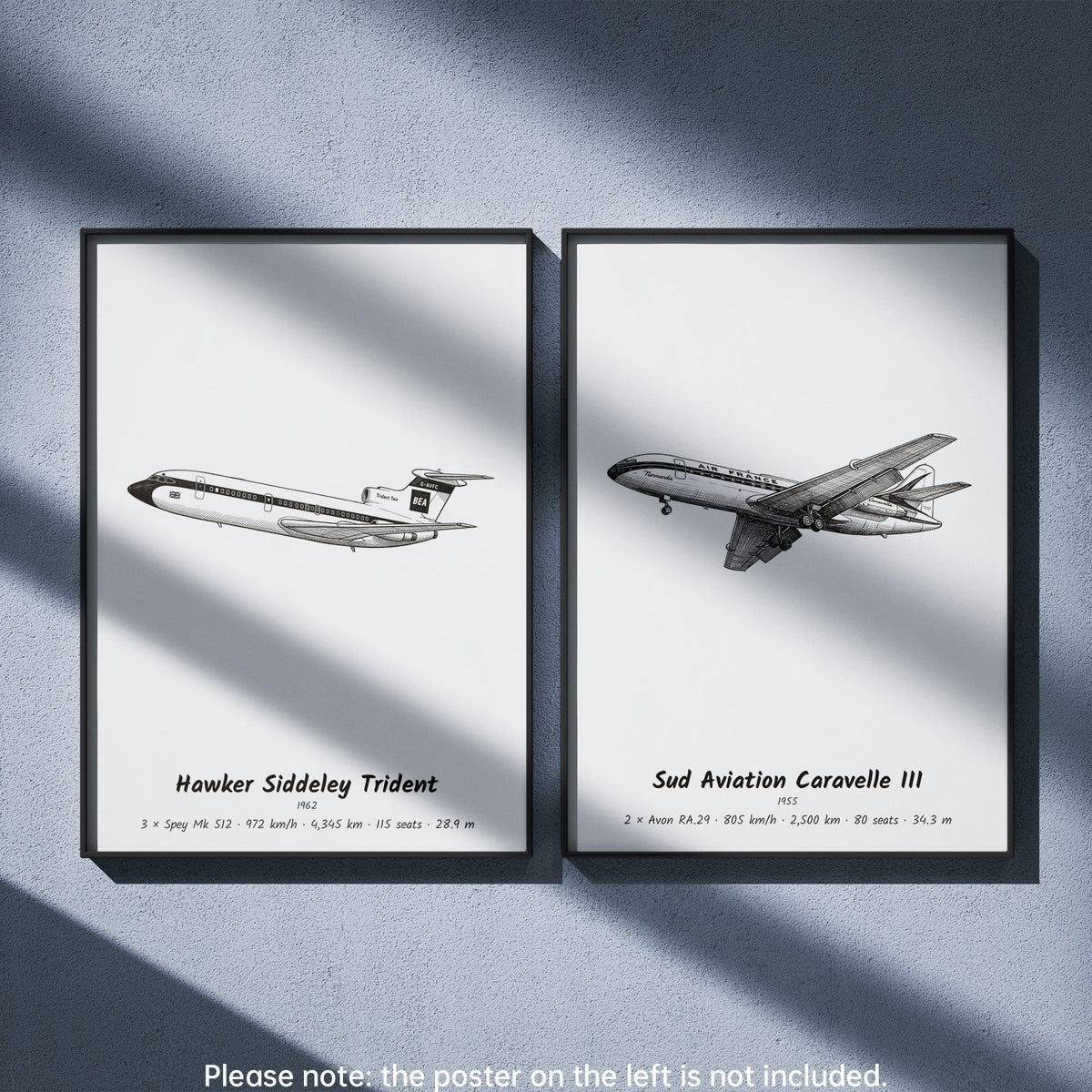 Caravelle III Wall Art Paired with Hawker Siddeley Trident