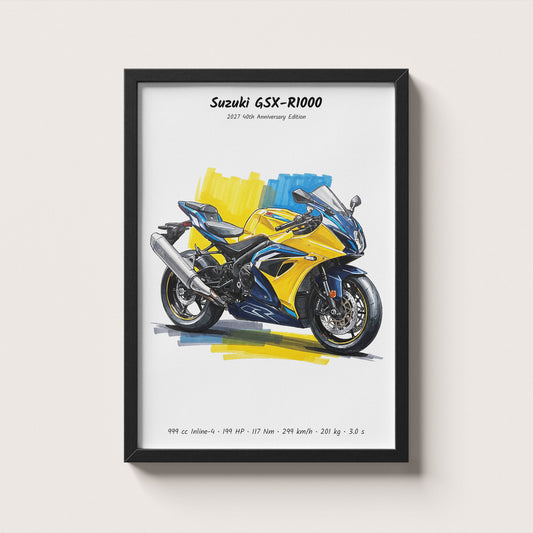 Suzuki GSX-R1000 40th Anniversary Art Print