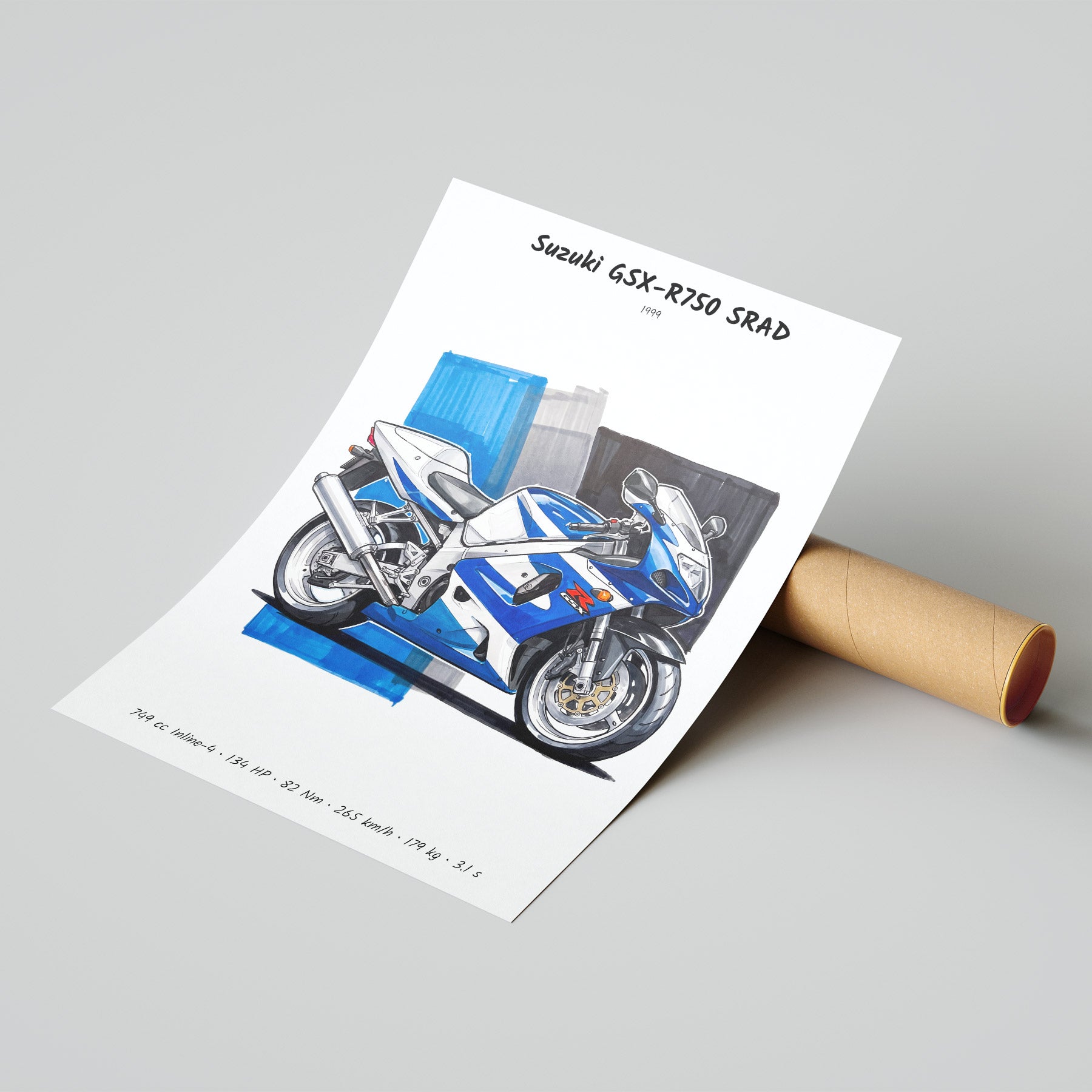 Suzuki GSX-R750 SRAD Motorcycle Poster