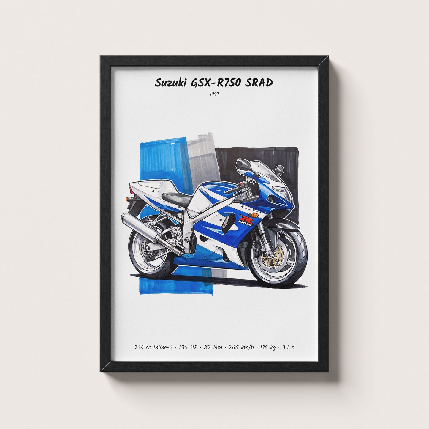 Suzuki GSX-R750 SRAD Motorcycle Art Print