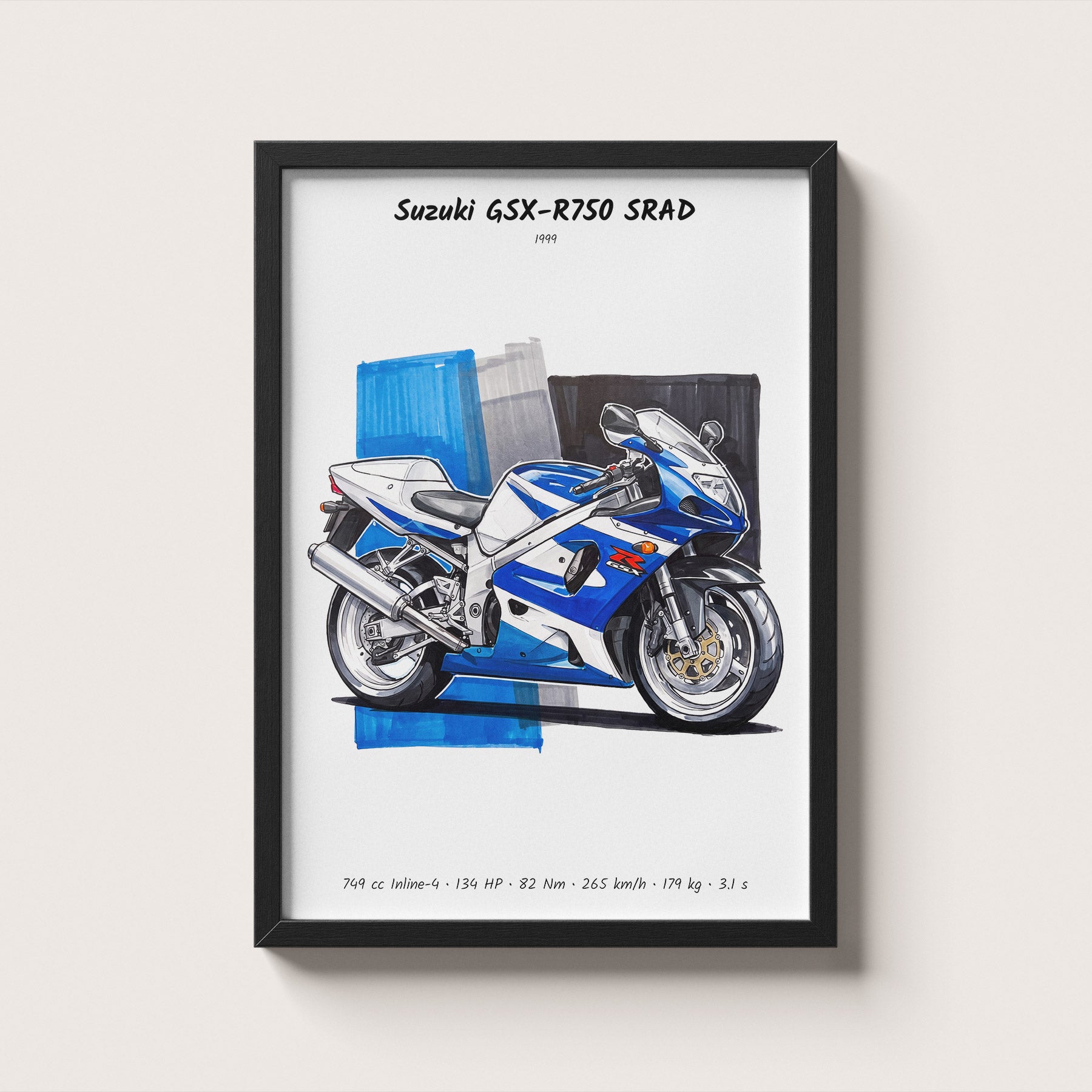 Suzuki GSX-R750 SRAD Motorcycle Art Print