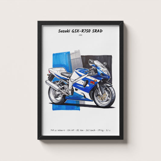 Suzuki GSX-R750 SRAD Motorcycle Art Print