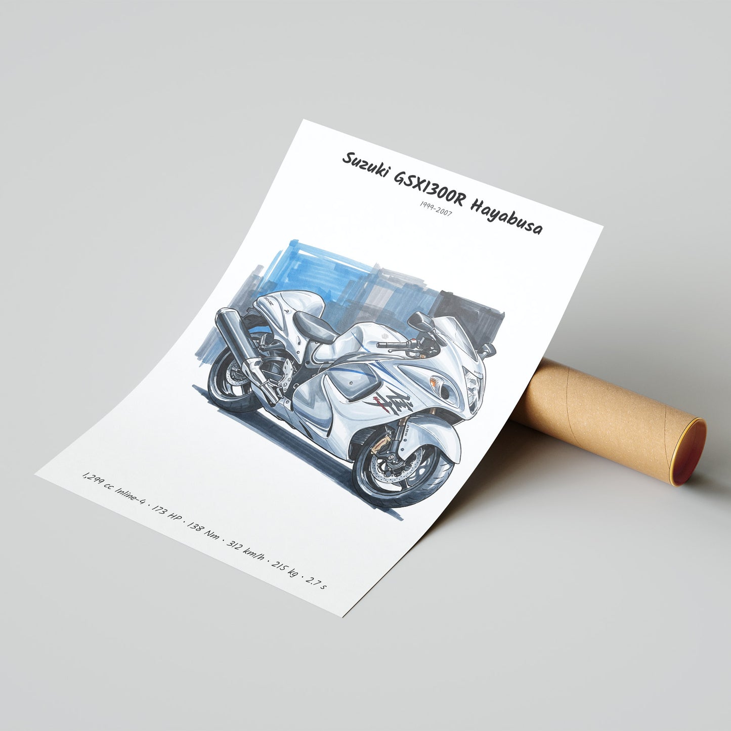 Suzuki GSX1300R Hayabusa Gen 1 Minimalist Poster