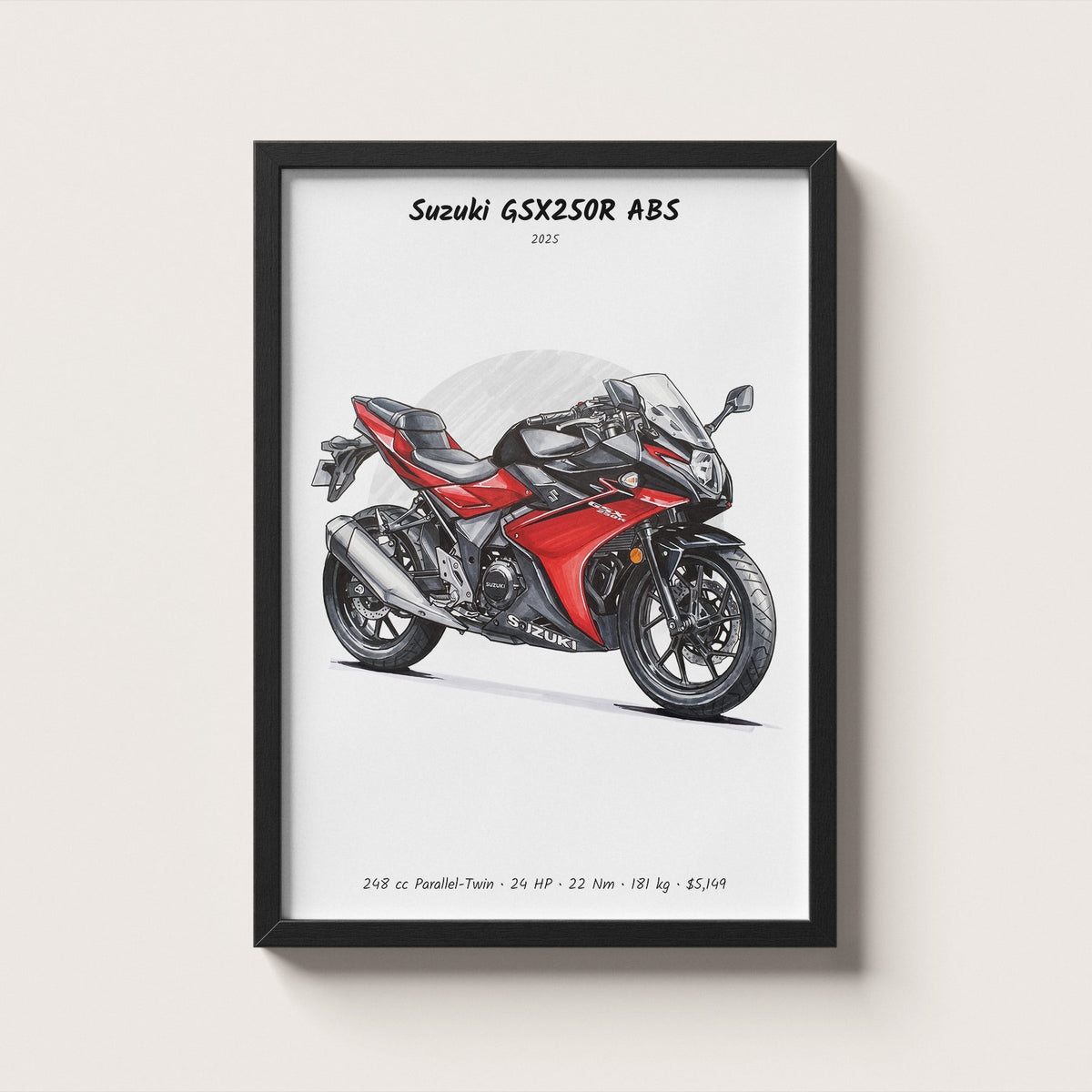 Suzuki GSX250R ABS 2025 Wall Art