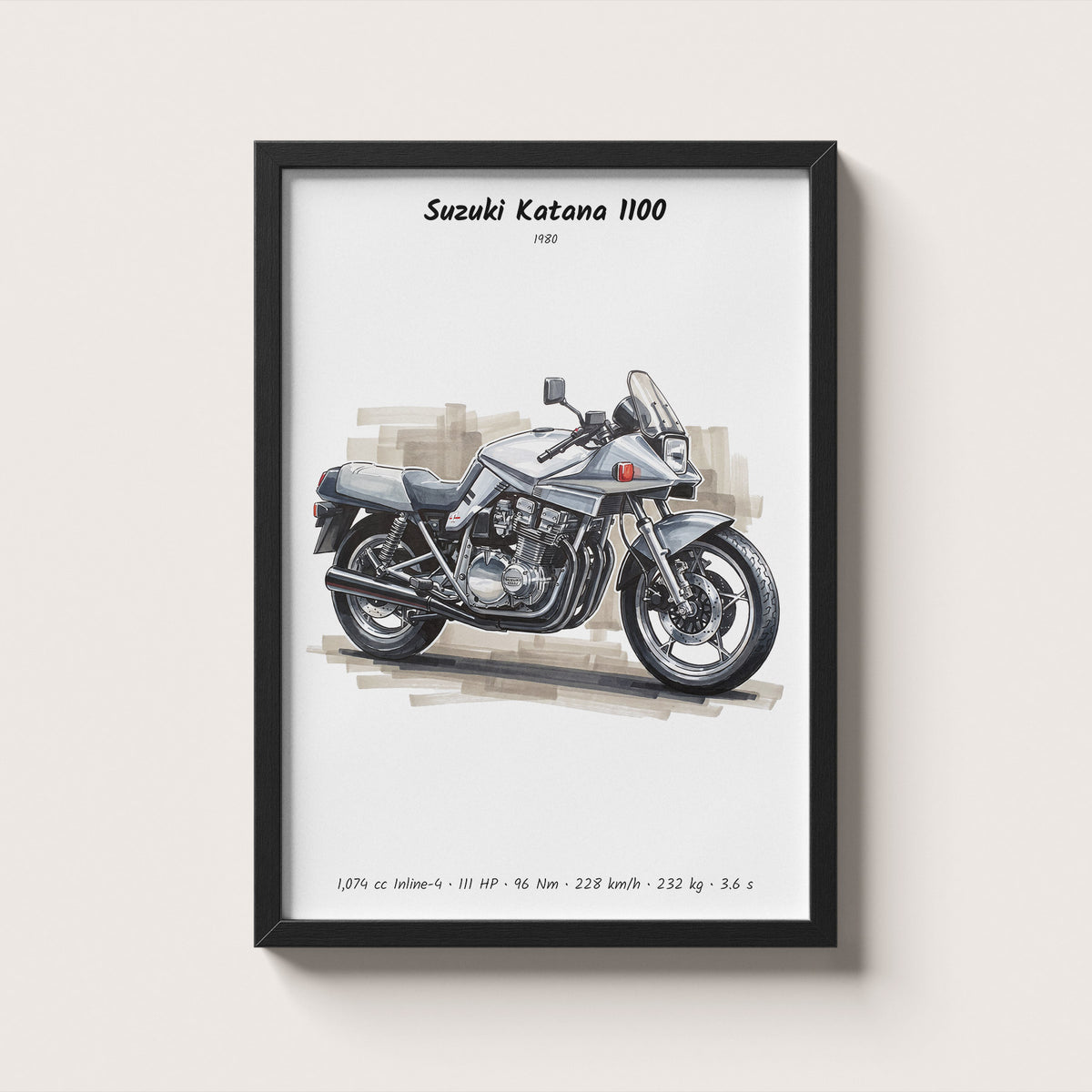 Suzuki Katana 1100 Minimalist Motorcycle Wall Art
