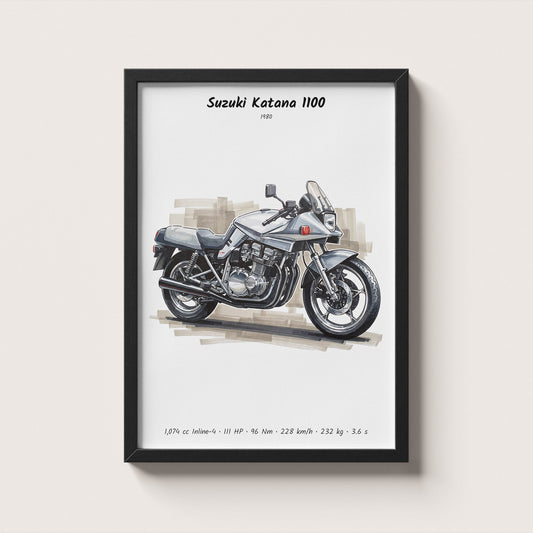 Suzuki Katana 1100 Minimalist Motorcycle Wall Art