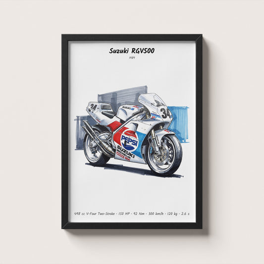 Suzuki RGV500 Grand Prix Motorcycle Wall Art