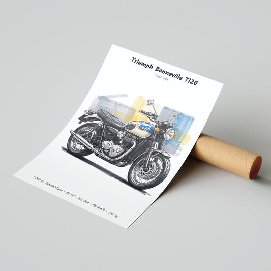 Triumph Bonneville T120 Motorcycle Poster