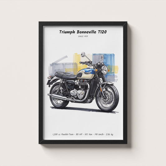Triumph Bonneville T120 Motorcycle Art Print