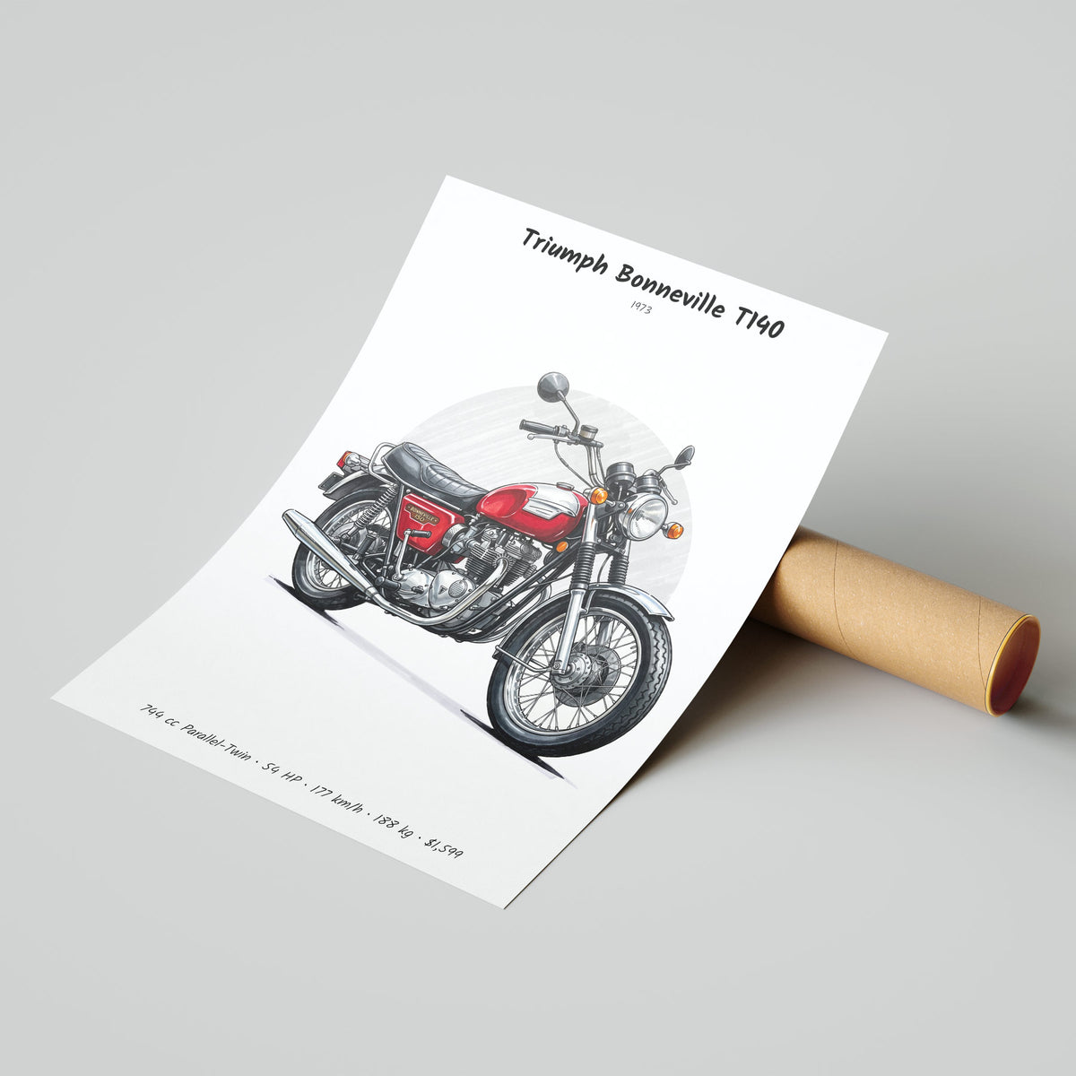 Triumph Bonneville T140 1973 Poster
