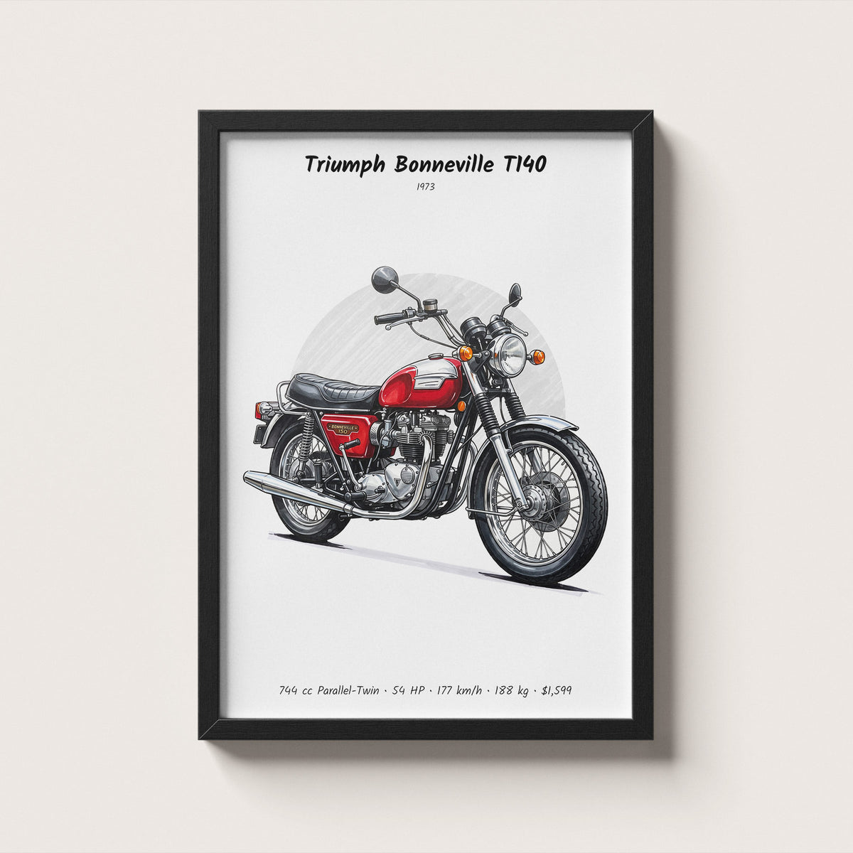 Triumph Bonneville T140 1973 Wall Art