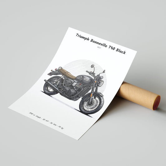 Triumph Bonneville T40 Black 2027 Poster