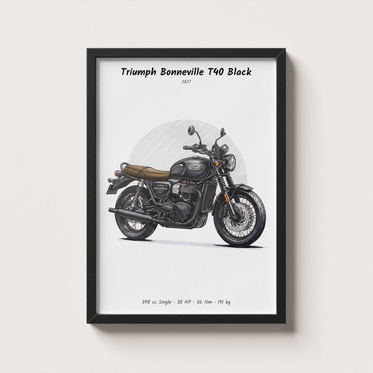 Triumph Bonneville T40 Black 2027 Wall Art