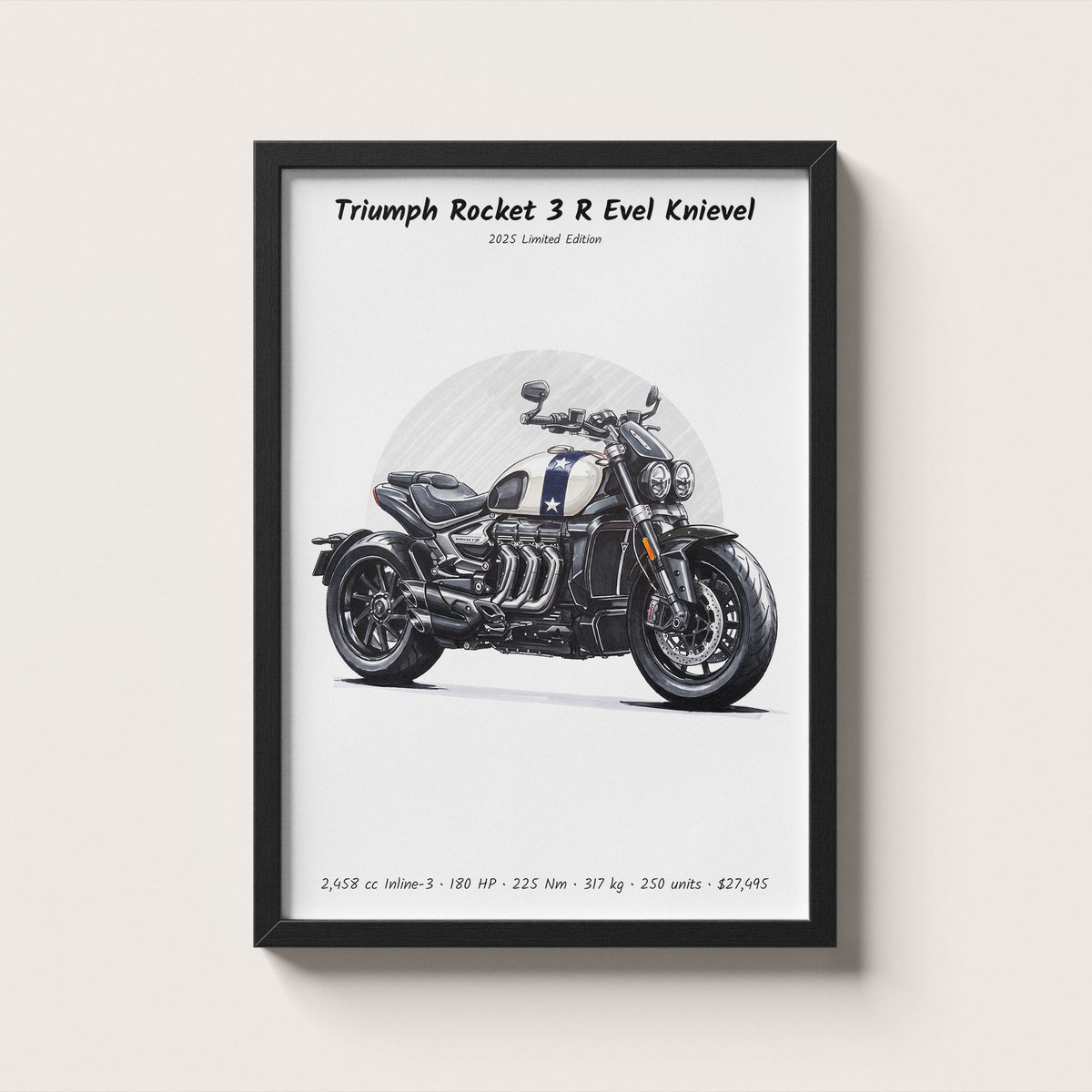 Triumph Rocket 3 R Evel Knievel 2025 Wall Art