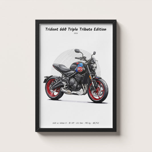 Triumph Trident 660 Triple Tribute Edition 2026 Wall Art