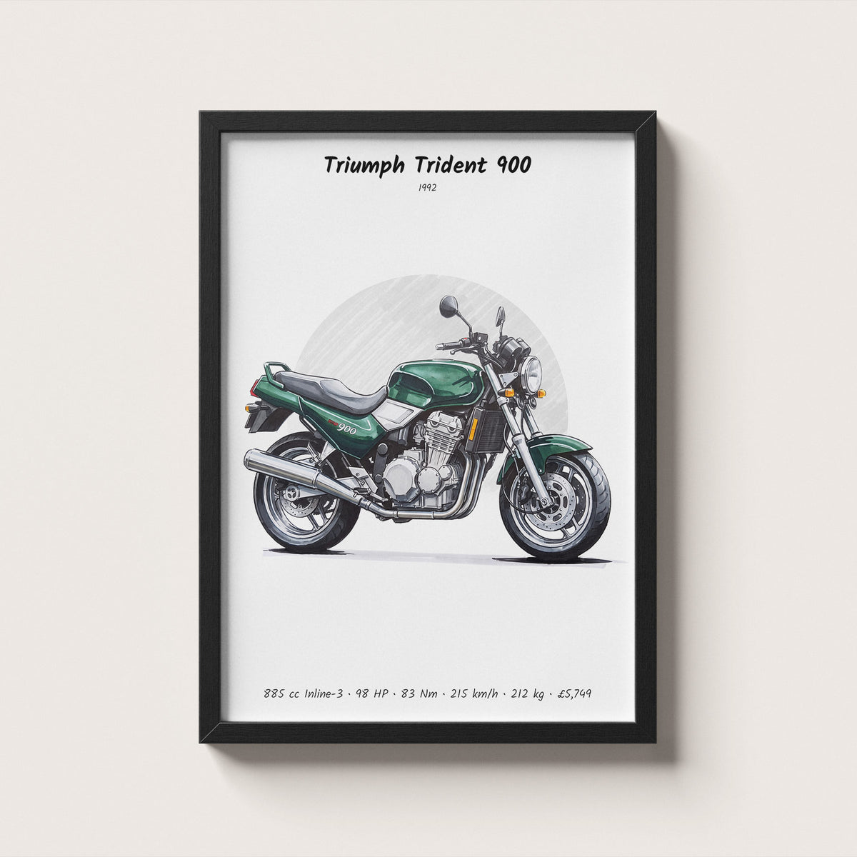 Triumph Trident 900 1992 Wall Art
