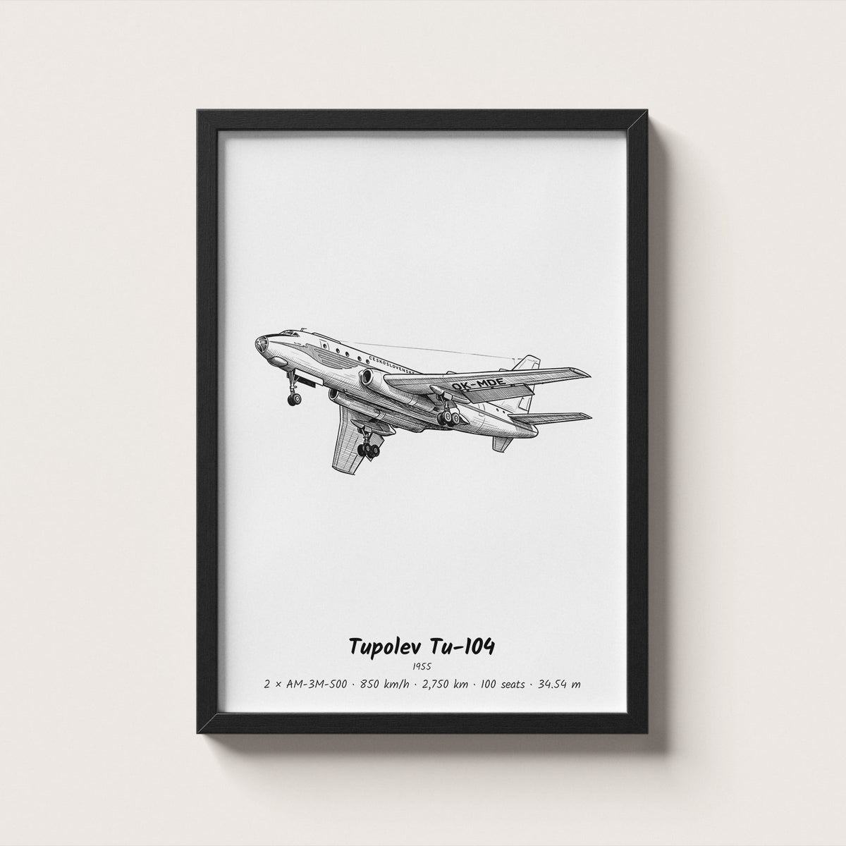 Tupolev Tu-104 Airliner Wall Art