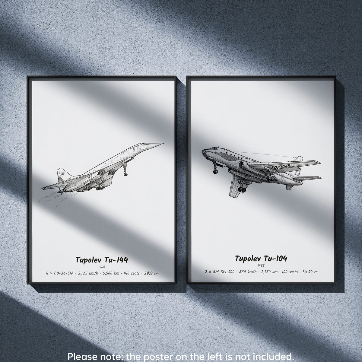 Tu-104 Wall Art Paired with Tupolev Tu-144