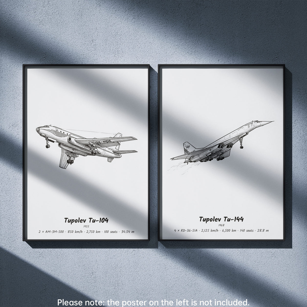 Tu-144 Wall Art Paired with Tupolev Tu-104