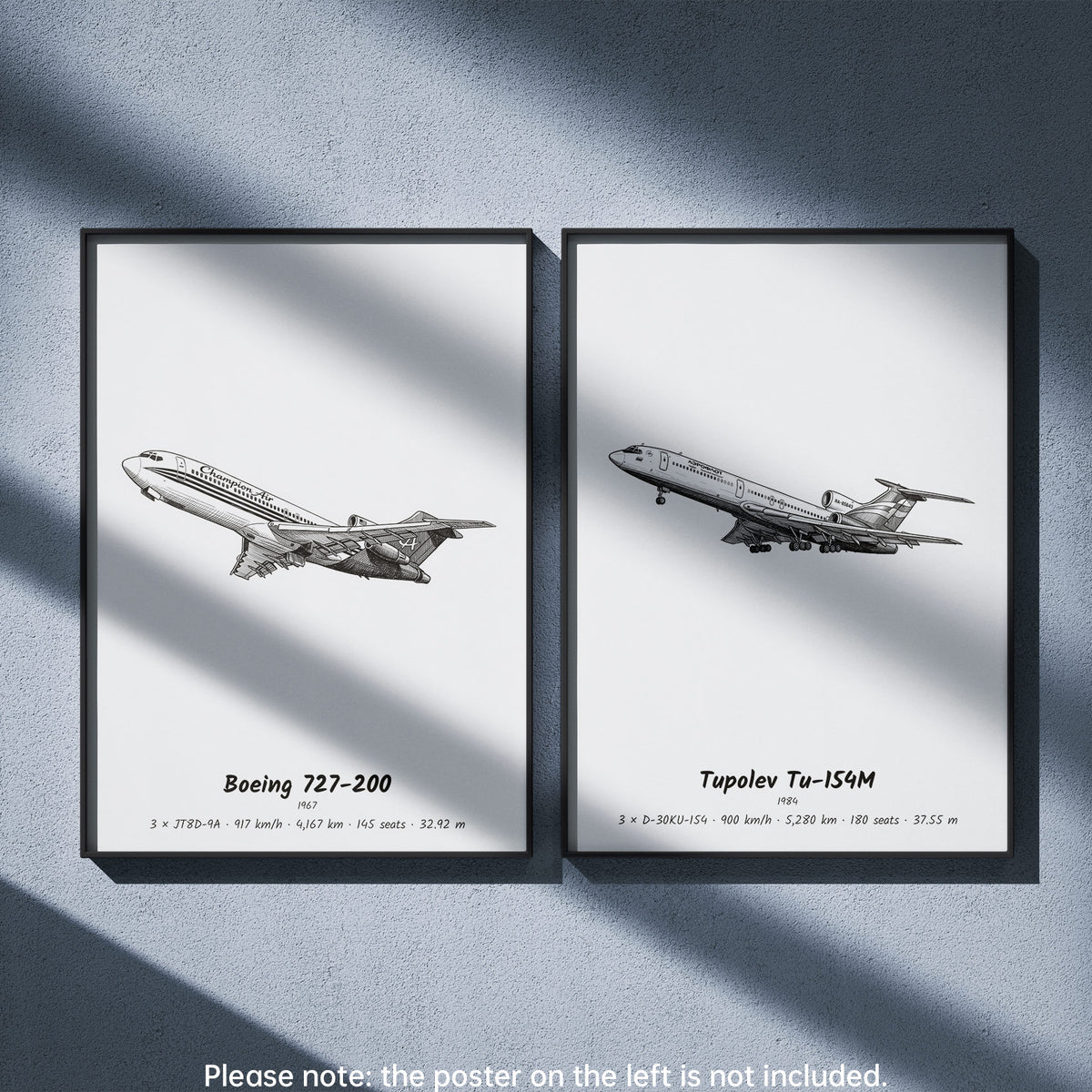 Tu-154M Wall Art Paired with Boeing 727-200
