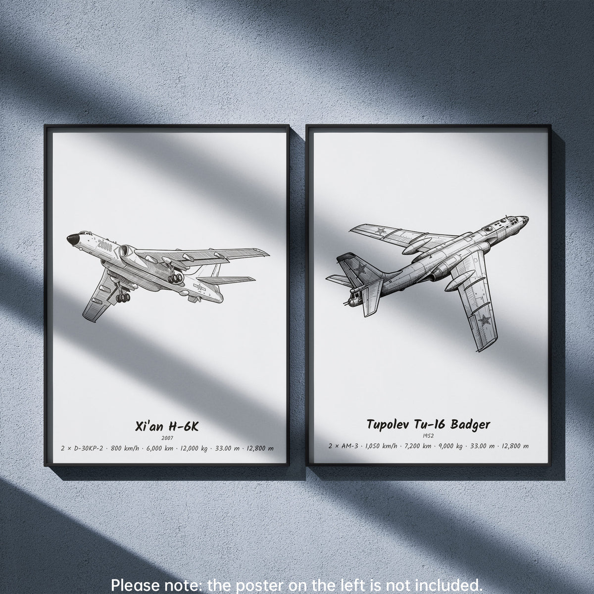 Tupolev Tu-16 Badger Wall Art Paired with Xi'an H-6K