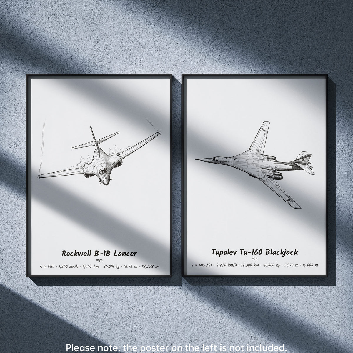 Tupolev Tu-160 Blackjack Wall Art Paired with Rockwell B-1B Lancer