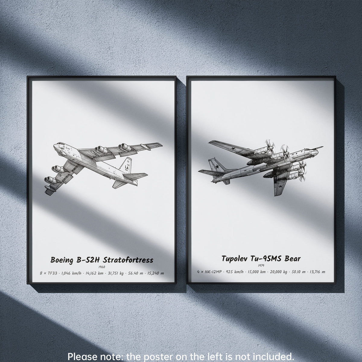 Tupolev Tu-95MS Bear Wall Art Paired with Boeing B-52H Stratofortress