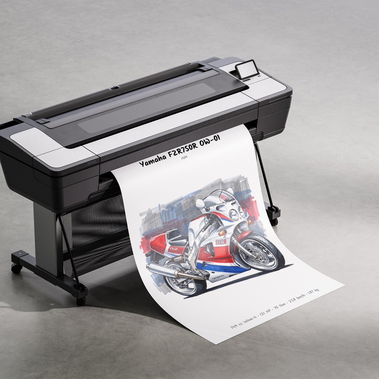 Yamaha FZR750R OW-01 Motorcycle Poster