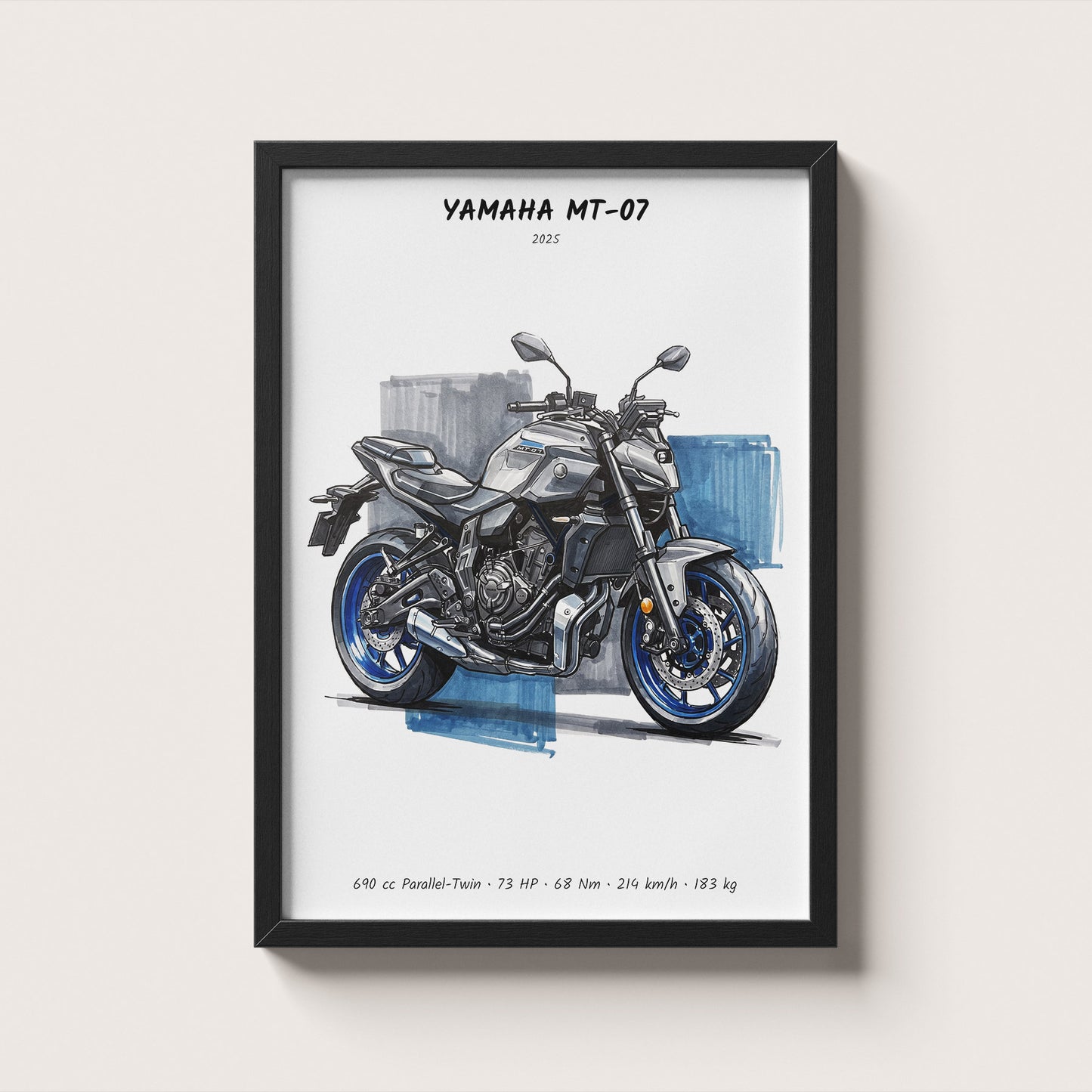 Yamaha MT-07 Motorcycle Art Print