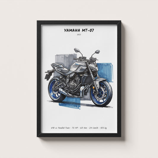 Yamaha MT-07 Motorcycle Art Print