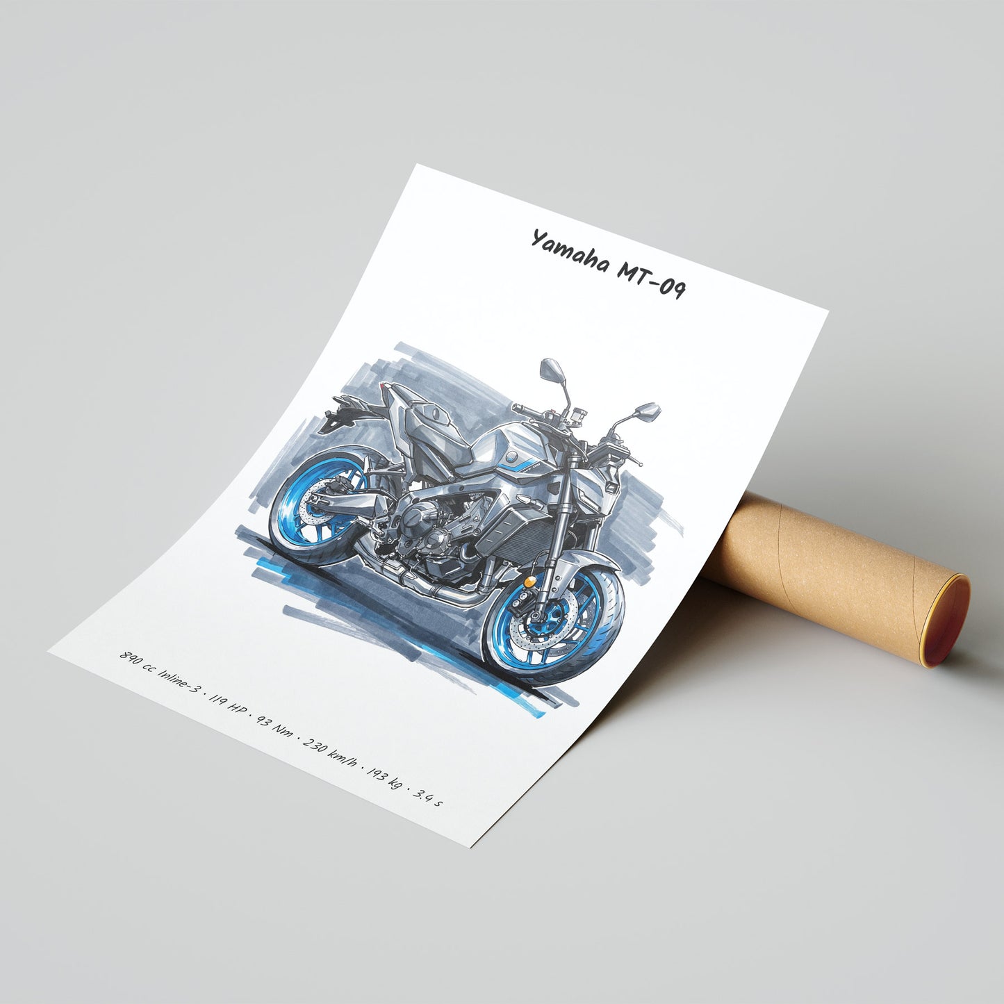 Yamaha MT-09 Minimalist Motorcycle Poster