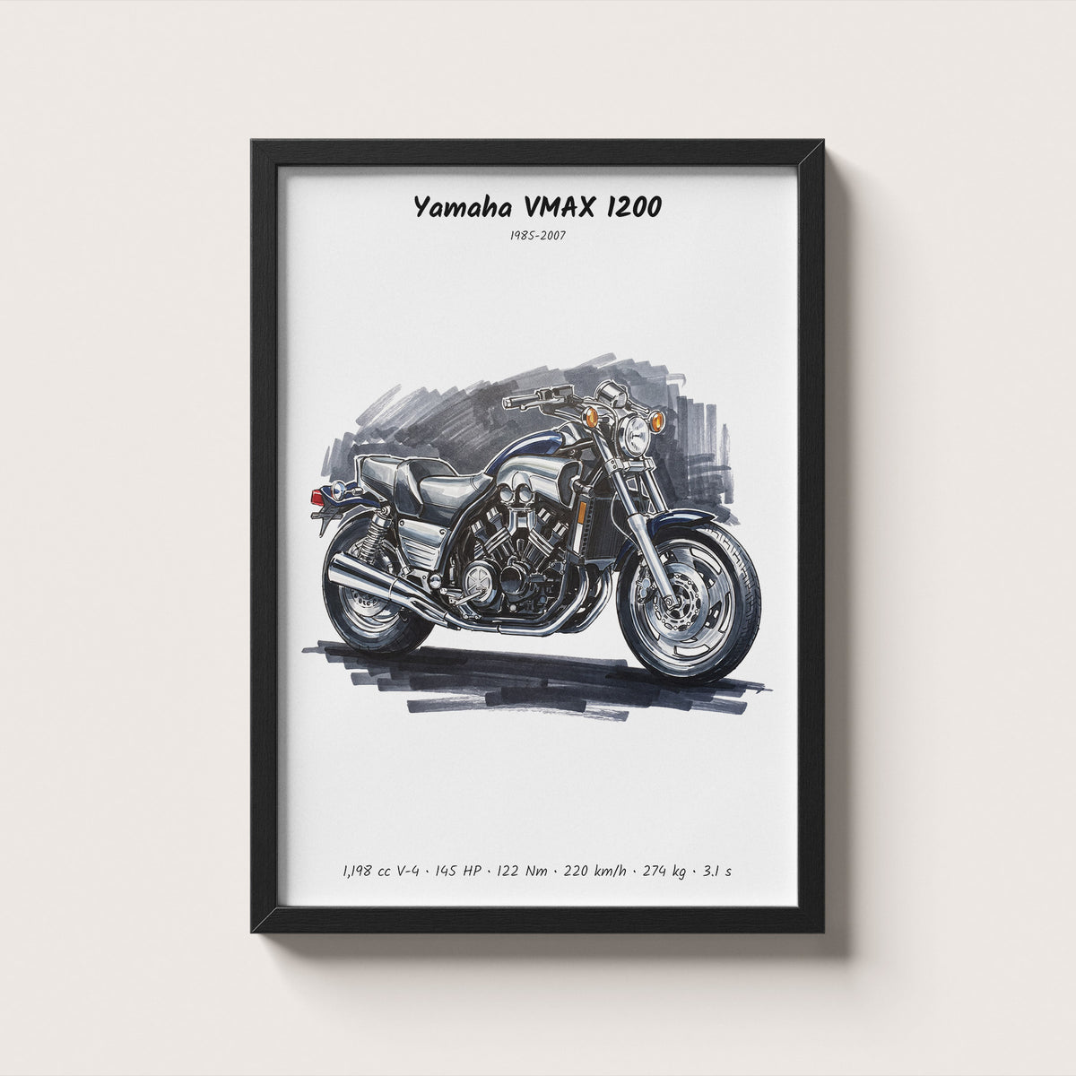 Yamaha VMAX 1200 Motorcycle Wall Art