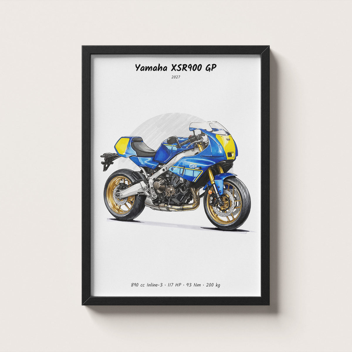 Yamaha XSR900 GP 2027 Legend Blue Wall Art
