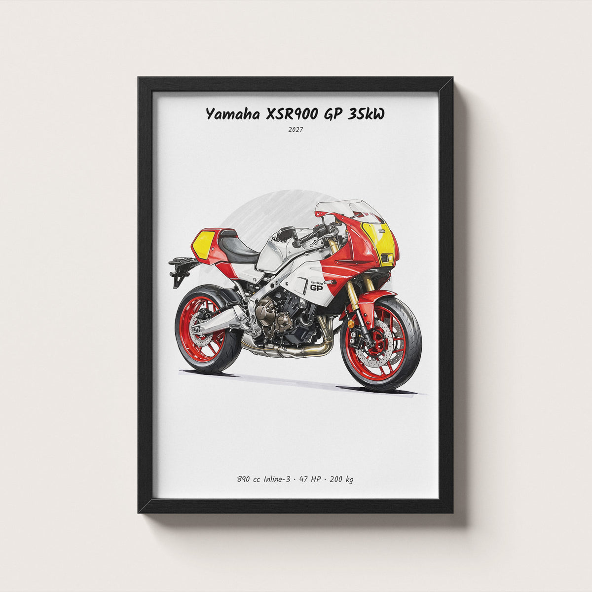 Yamaha XSR900 GP 35kW 2027 Legend Red Wall Art