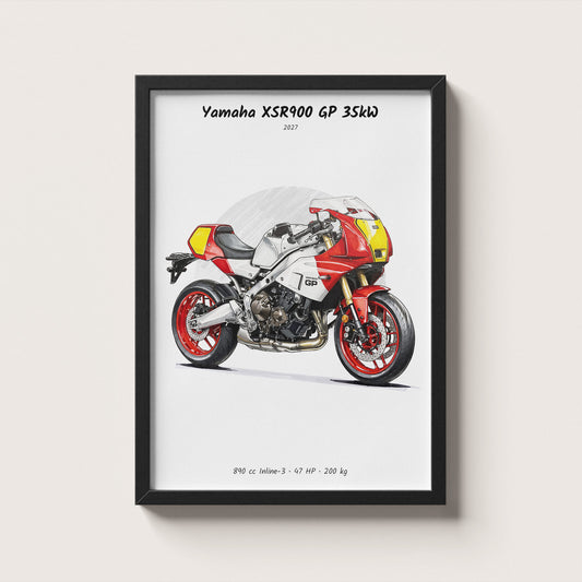 Yamaha XSR900 GP 35kW 2027 Legend Red Wall Art