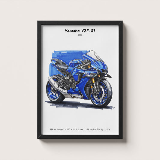 Yamaha YZF-R1 2026 Motorcycle Art Print