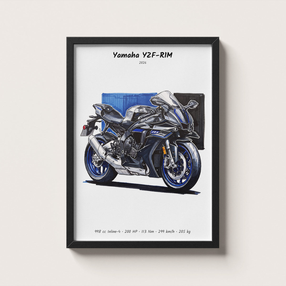 Yamaha YZF-R1M 2026 Motorcycle Wall Art