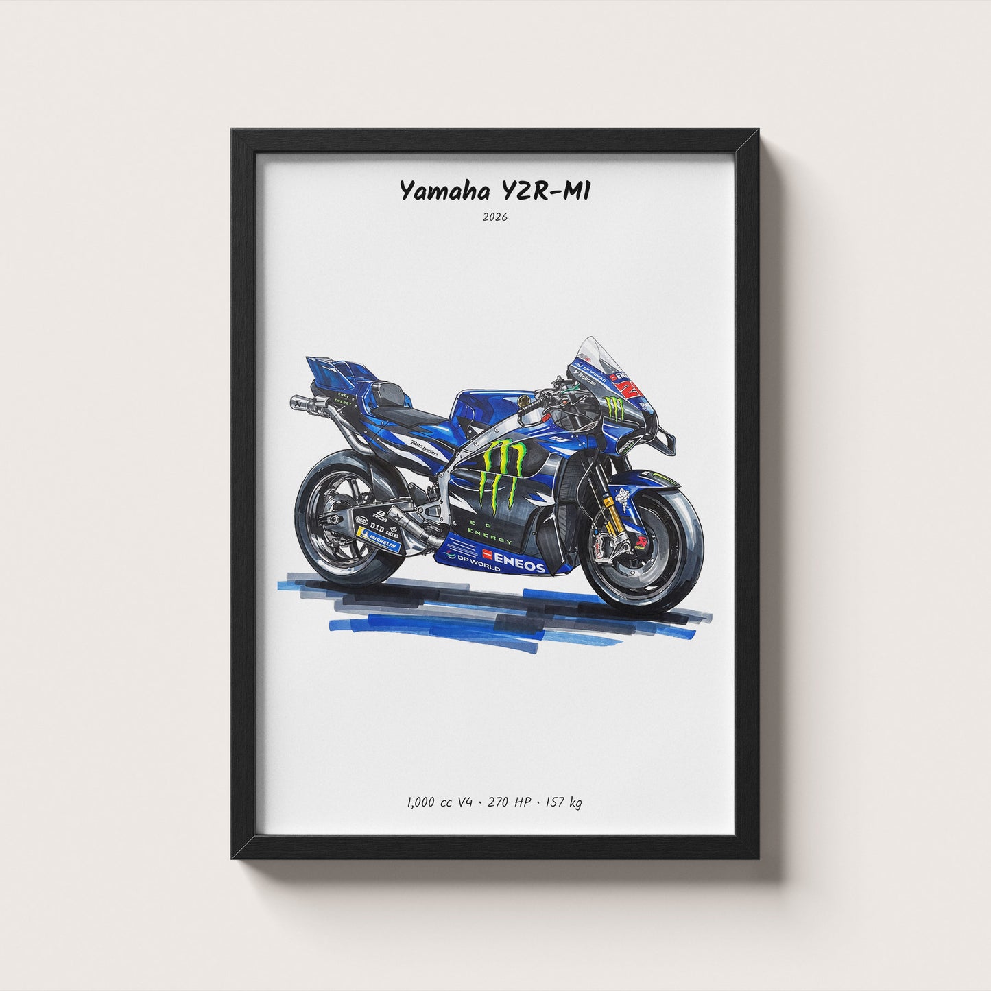 Yamaha YZR-M1 2026 MotoGP Art Print