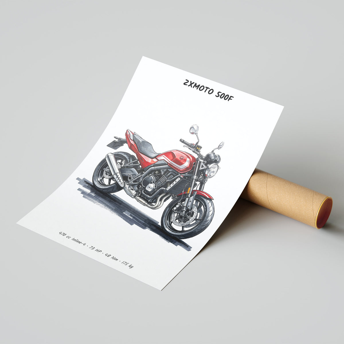 ZXMOTO 500F Roadster Motorcycle Poster
