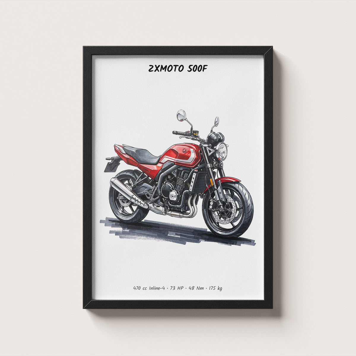 ZXMOTO 500F Roadster Motorcycle Art Print