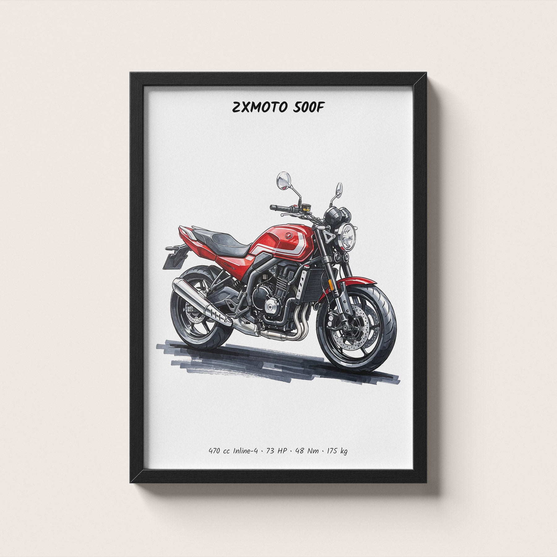 ZXMOTO 500F Roadster Motorcycle Art Print
