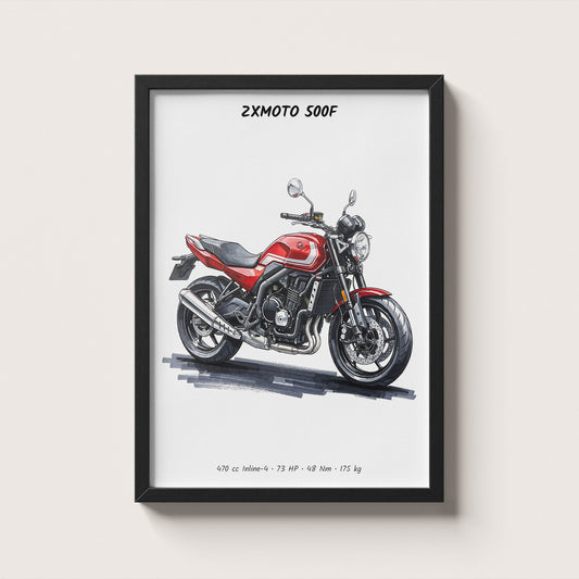ZXMOTO 500F Roadster Motorcycle Art Print