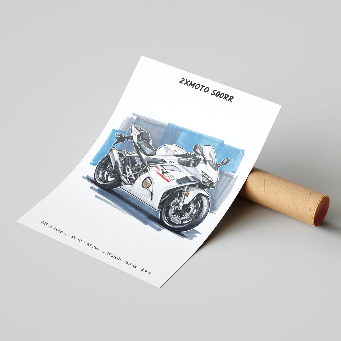 ZXMOTO 500RR Minimalist Motorcycle Poster