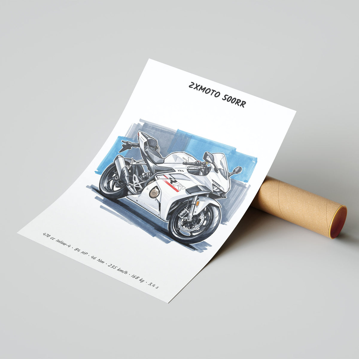 ZXMOTO 500RR Minimalist Motorcycle Poster